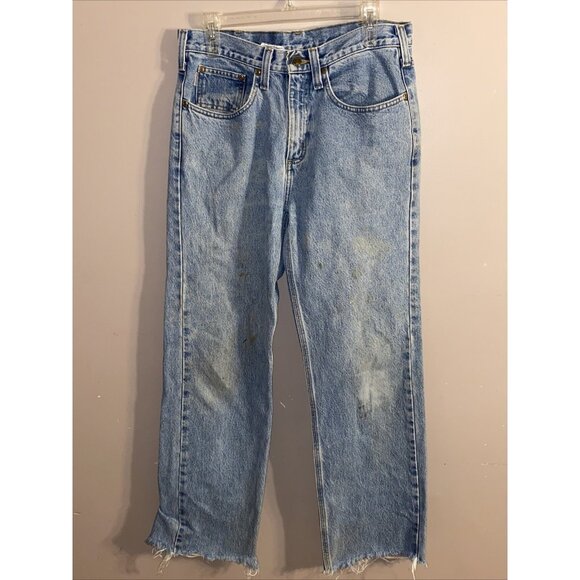 Carhartt Other - Carhartt L Relaxed Fit Jeans Sz 32X30 (Tag 32x32) Distressed Stained Cut Off Hem